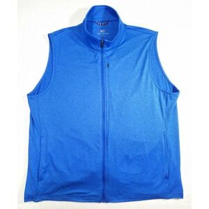 Johnston & Murphy Vest Mens 2XL Blue XC4 Performance Full‎ Zip Golf Pockets